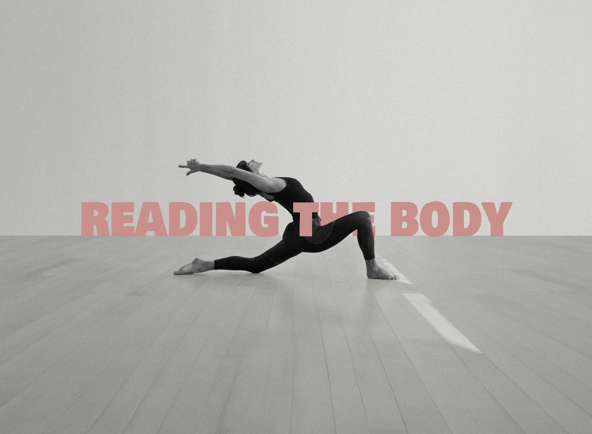 Stephania in a low lunge backbend, with the words Reading the Body set across the image